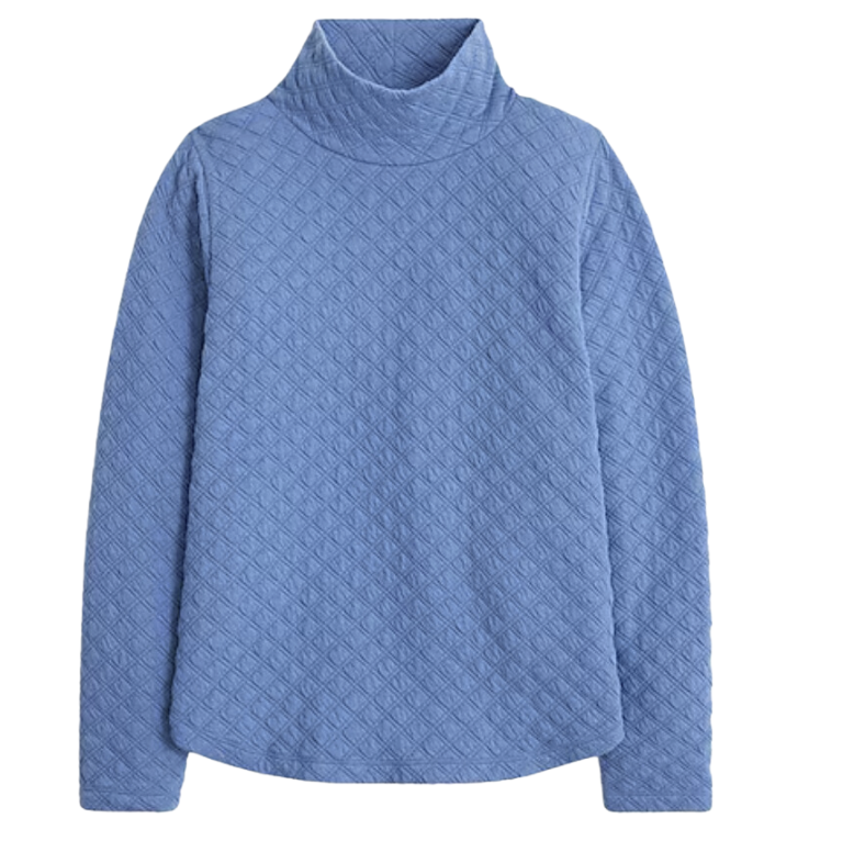 Quilted Mock Neck Pullover